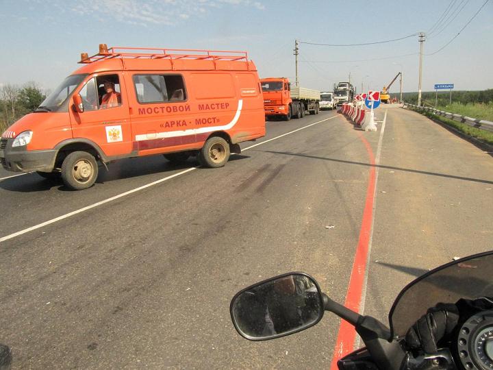 Obras a la salida de Moscú.