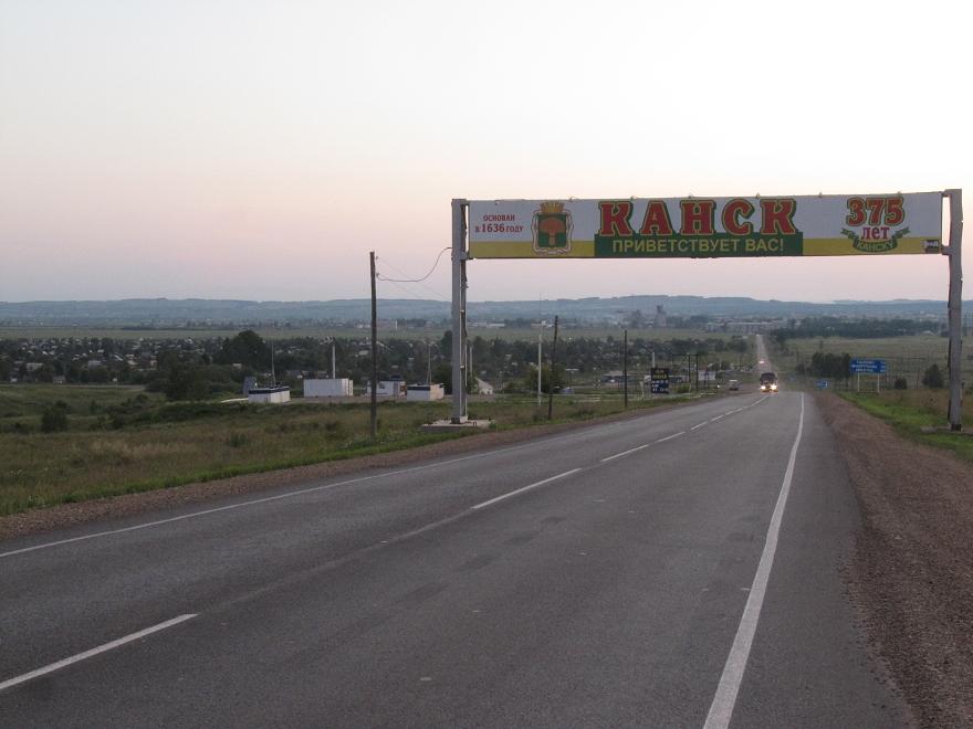 Entrando en Kansk, Rusia.