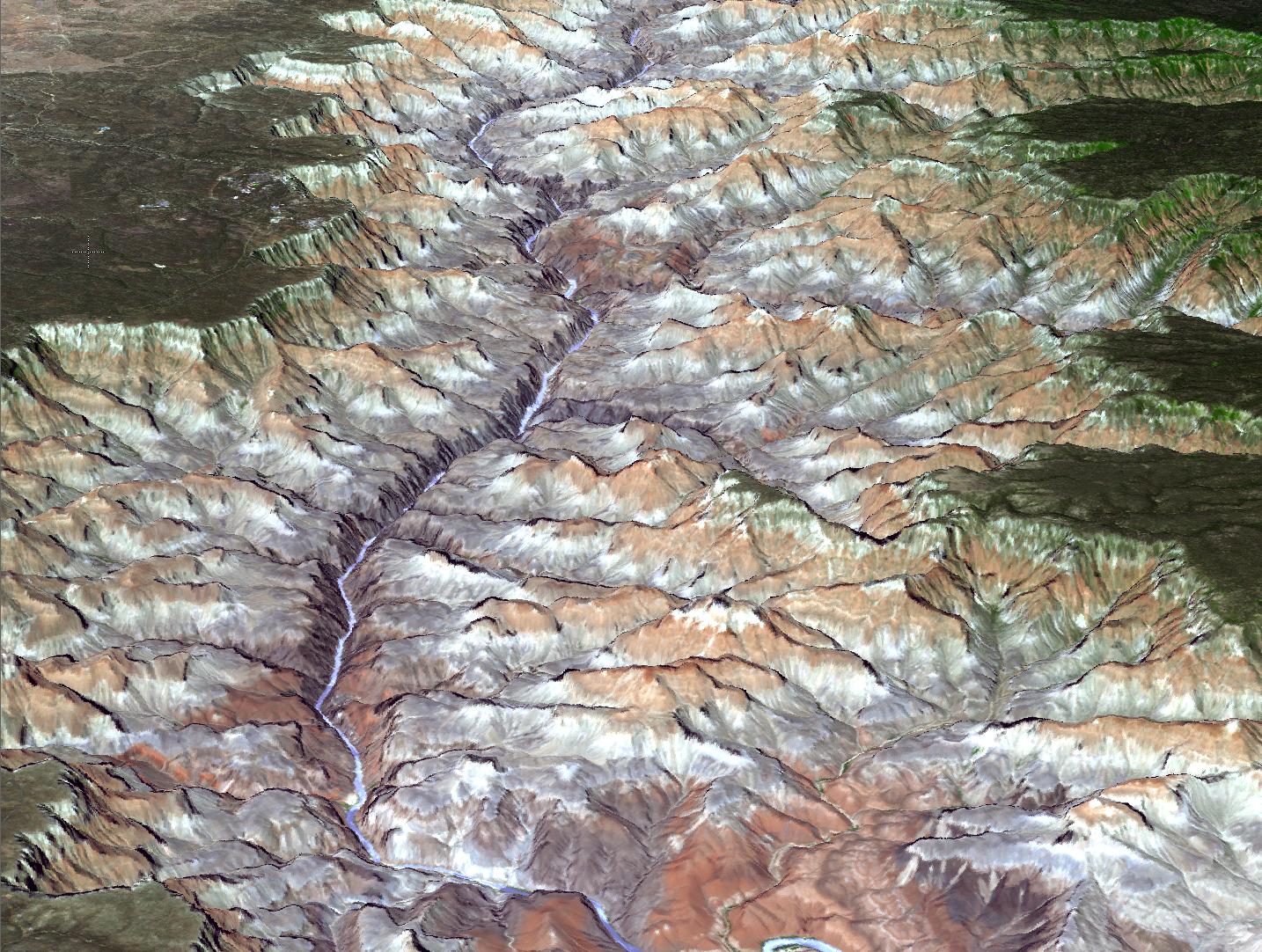 La vastedad del Gran Cañón del Colorado, AZ, EEUU, vistas desde el Espacio. FOTO: NASA