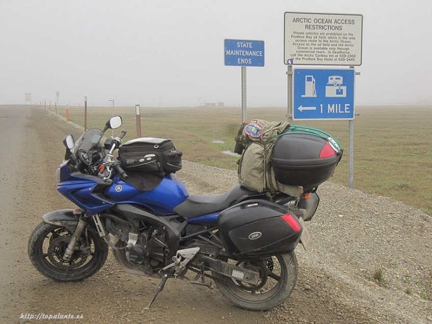 Folixa Astur a 1 milla de Prudhoe Bay, de vuelta a Fairbanks. Dalton Highway.