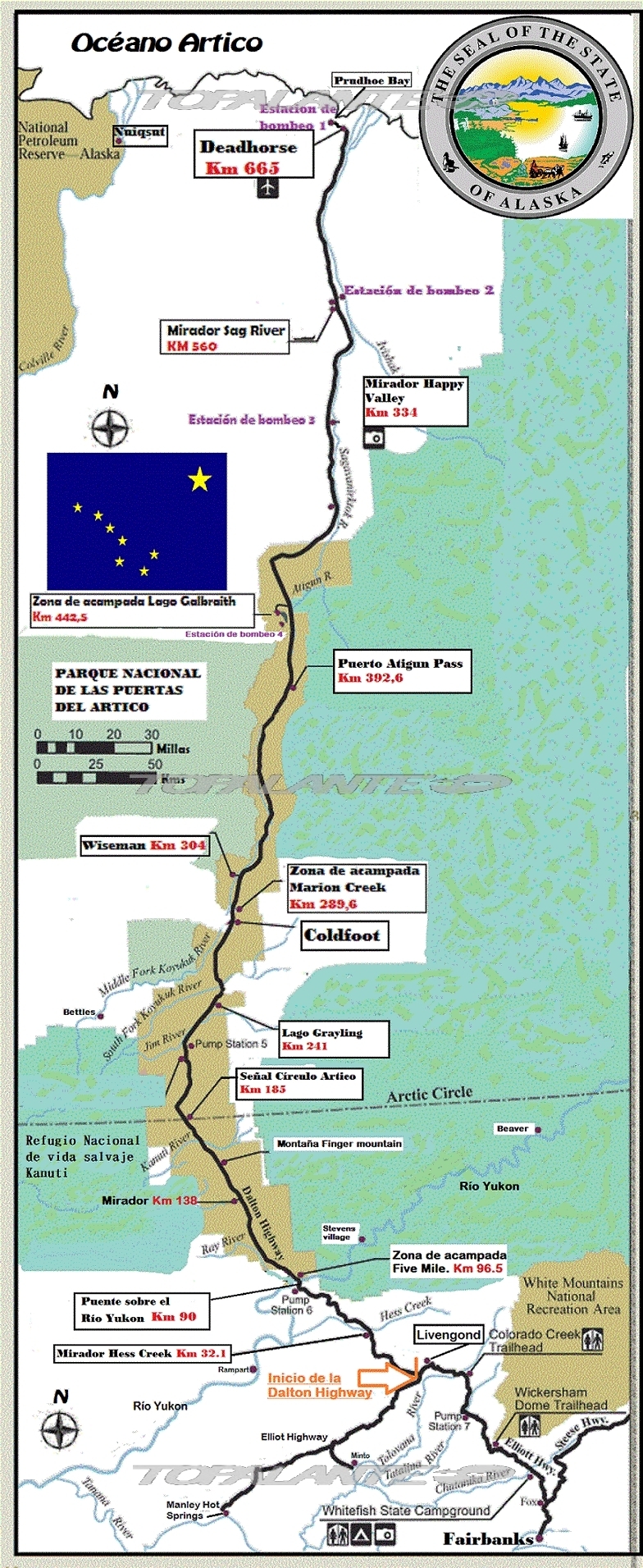 La Autopista Dalton (oficialmente Ruta 11) es conocida en inglés como James W. Dalton Highway. La autopista se inicia en el Sur de la Elliott Highway en Livengood AK y trascurre hacia el N en el condado de North Slope hasta Deadhorse- Prudhoe Bay. La carretera tiene una longitud de unos 665 km.  No se cierra en invierno y gran parte de su recorrido es paralelo al oleoducto Prudhoe Bay - Valdez, AK.