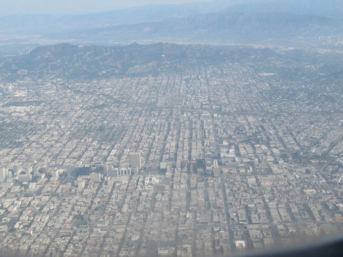 Vista desde el avión de Los Angeles, CA.