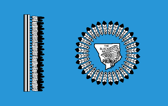 Blackfeet Nation. Montana, USA. Bandera de la Nación Blackfeet -Pies Negros-, Montana, USA